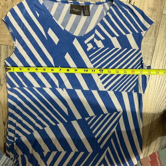 Chico’s travelers classic blue white angled striped maxi dress stretchy size one - Picture 9 of 9